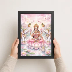 lakshmi lotus white elephants watercolor serene divine art 12 black 3
