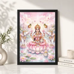lakshmi lotus white elephants watercolor serene divine art 12 black 4