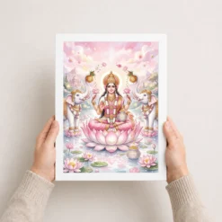 lakshmi lotus white elephants watercolor serene divine art 12 white 3