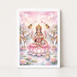 lakshmi lotus white elephants watercolor serene divine art 12 white main