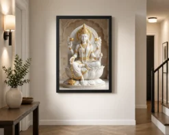 lakshmi marble sculpture white gold divine classical art 22 black 2