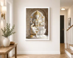 lakshmi marble sculpture white gold divine classical art 22 white 2