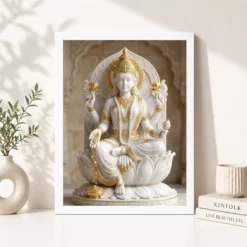 lakshmi marble sculpture white gold divine classical art 22 white 4