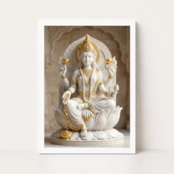 lakshmi marble sculpture white gold divine classical art 22 white main