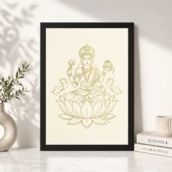 Lakshmi Minimalist Line Art Gold Cream Luxury Modern Art Photo Frame 13 lakshmi minimalist line art gold cream luxury modern art 25 black 4