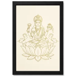 Lakshmi Minimalist Line Art Gold Cream Luxury Modern Art Photo Frame