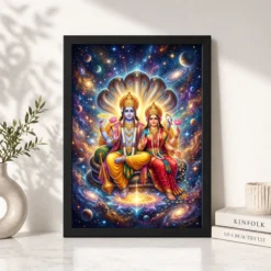 Alternative view of Lakshmi Narayan Cosmic Universe Divine Couple Art Photo Frame