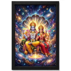 Lakshmi Narayan Cosmic Universe Divine Couple Art Photo Frame