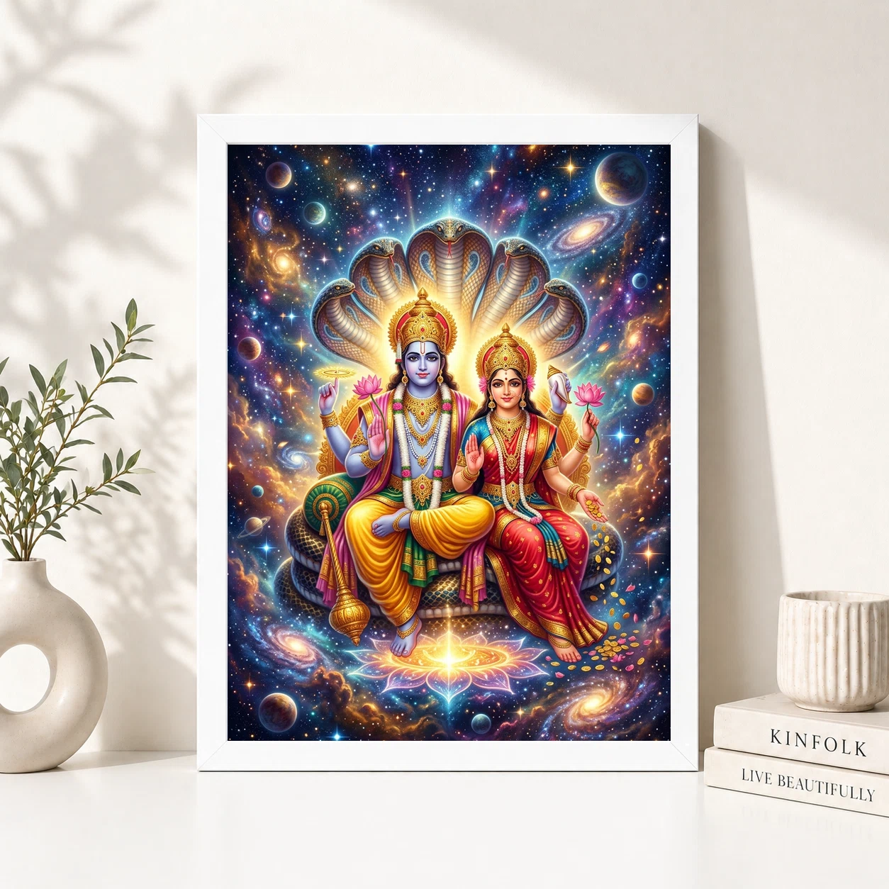 Lakshmi Narayan Cosmic Universe Divine Couple Art Photo Frame 5 Lakshmi Narayan Cosmic Universe Divine Couple Art Photo Frame - Image 5