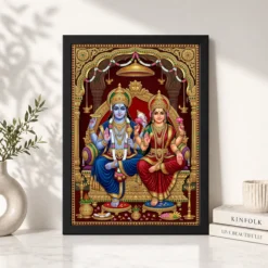 lakshmi narayan tanjore painting gold south indian art 10 black 4