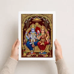 lakshmi narayan tanjore painting gold south indian art 10 white 3