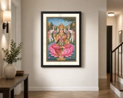 lakshmi rajasthani miniature pink gold traditional art 08 black 2