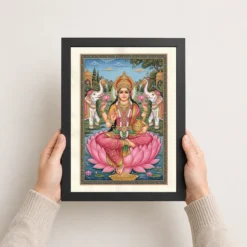 lakshmi rajasthani miniature pink gold traditional art 08 black 3