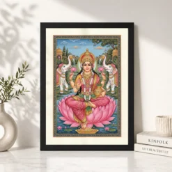 lakshmi rajasthani miniature pink gold traditional art 08 black 4