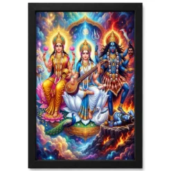 Lakshmi Saraswati Kali Trinity Divine Feminine Vibrant Art Photo Frame