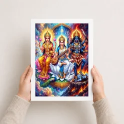 lakshmi saraswati kali trinity divine feminine vibrant art 03 white 3