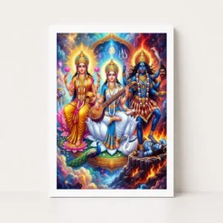 lakshmi saraswati kali trinity divine feminine vibrant art 03 white main