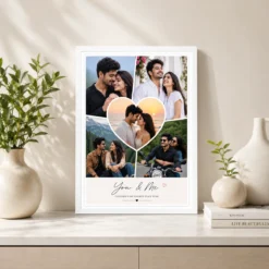 layered heart cutout couple photo frame poster white 2