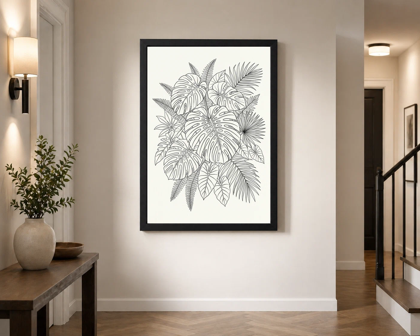 Line Art Botanical Jungle Monstera Tropical Interior Art Photo Frame 3 Line Art Botanical Jungle Monstera Tropical Interior Art Photo Frame - Image 3