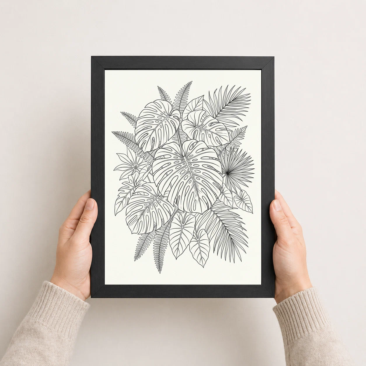 Line Art Botanical Jungle Monstera Tropical Interior Art Photo Frame 4 Line Art Botanical Jungle Monstera Tropical Interior Art Photo Frame - Image 4