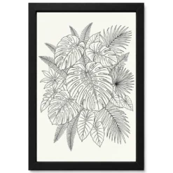Line Art Botanical Jungle Monstera Tropical Interior Art Photo Frame