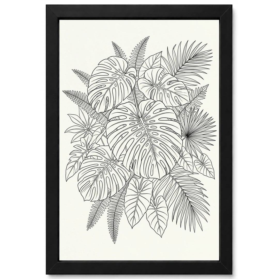 Line Art Botanical Jungle Monstera Tropical Interior Art Photo Frame 1 Line Art Botanical Jungle Monstera Tropical Interior Art Photo Frame