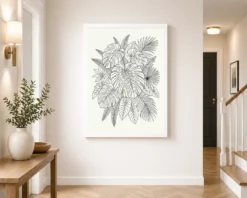 Line Art Botanical Jungle Monstera Tropical Interior Art Photo Frame 14 line art botanical jungle monstera tropical interior art 05 white 2
