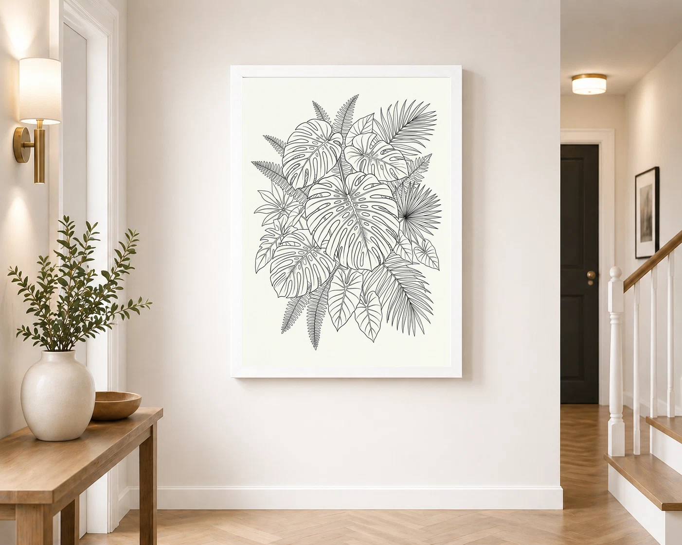 Line Art Botanical Jungle Monstera Tropical Interior Art Photo Frame 7 Line Art Botanical Jungle Monstera Tropical Interior Art Photo Frame - Image 7