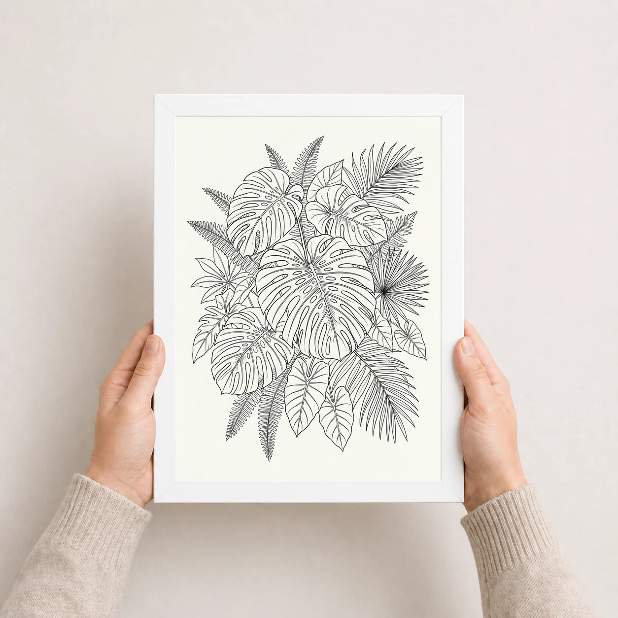 Line Art Botanical Jungle Monstera Tropical Interior Art Photo Frame 8 Line Art Botanical Jungle Monstera Tropical Interior Art Photo Frame - Image 8