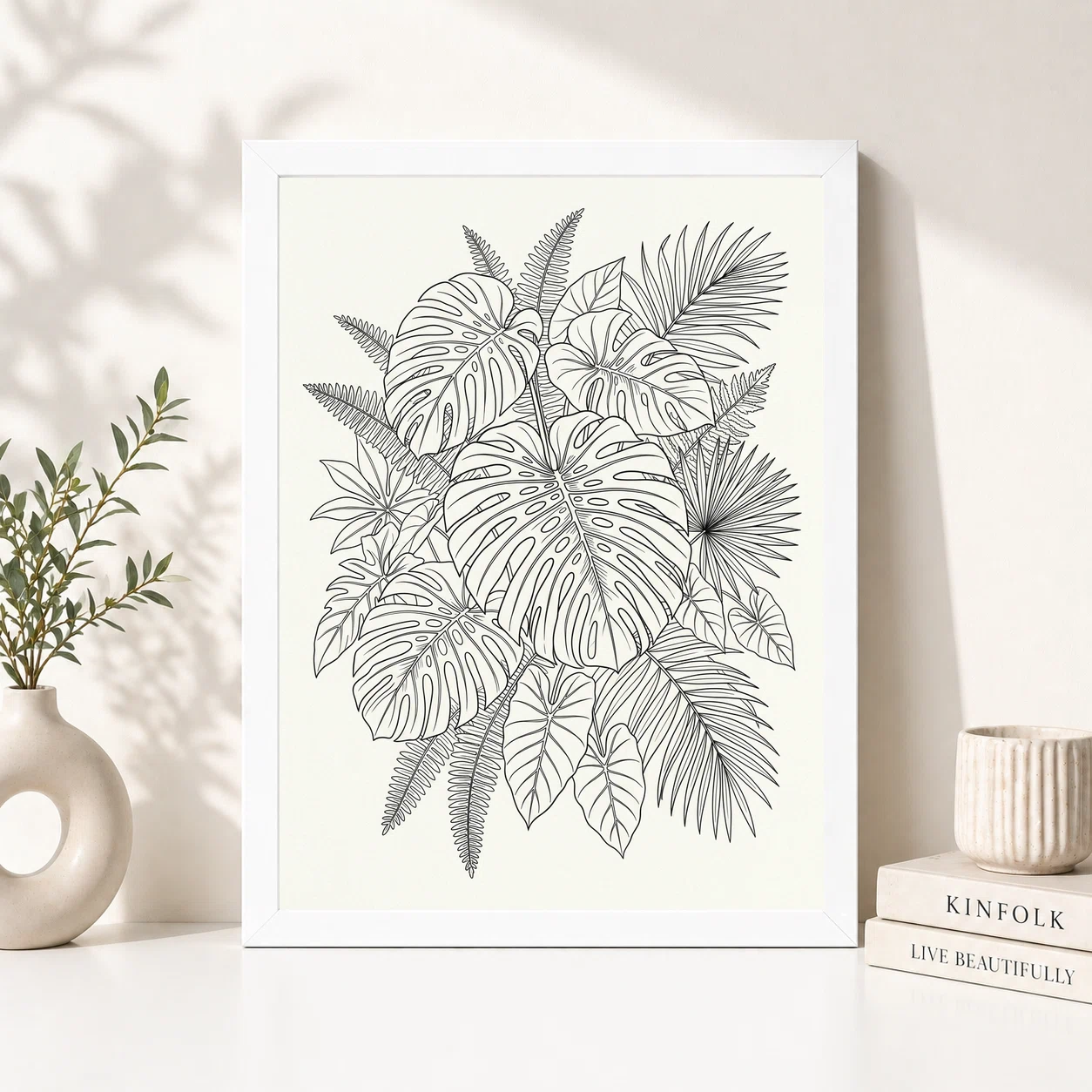 Line Art Botanical Jungle Monstera Tropical Interior Art Photo Frame 5 Line Art Botanical Jungle Monstera Tropical Interior Art Photo Frame - Image 5
