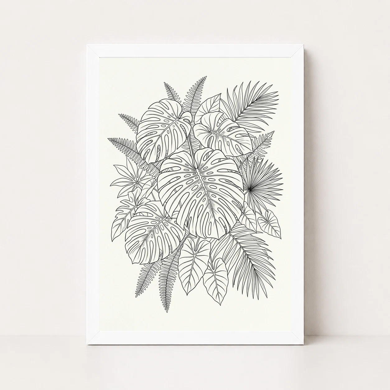 Line Art Botanical Jungle Monstera Tropical Interior Art Photo Frame 6 Line Art Botanical Jungle Monstera Tropical Interior Art Photo Frame - Image 6