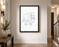 Line Art Bull Elephant Single Continuous Line Modern Art Photo Frame 14 line art bull elephant single continuous line modern art 06 black 2