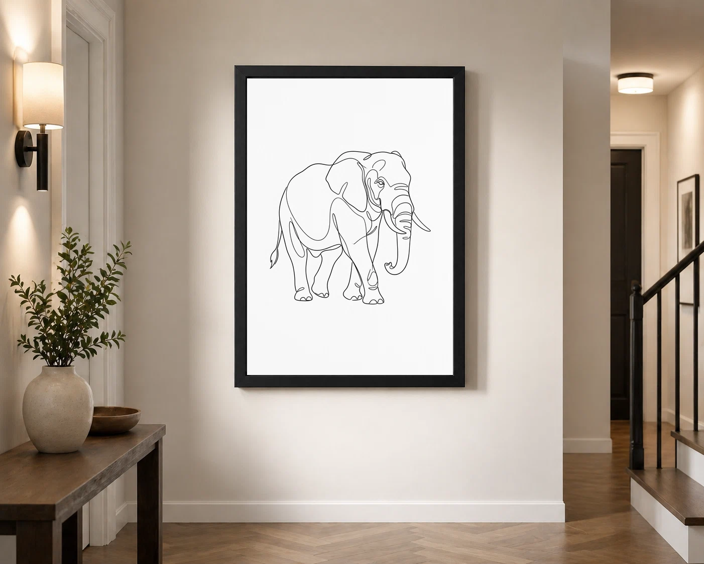 Line Art Bull Elephant Single Continuous Line Modern Art Photo Frame 7 Line Art Bull Elephant Single Continuous Line Modern Art Photo Frame - Image 7