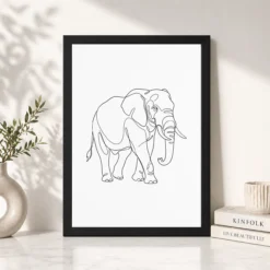 Line Art Bull Elephant Single Continuous Line Modern Art Photo Frame 13 line art bull elephant single continuous line modern art 06 black 4