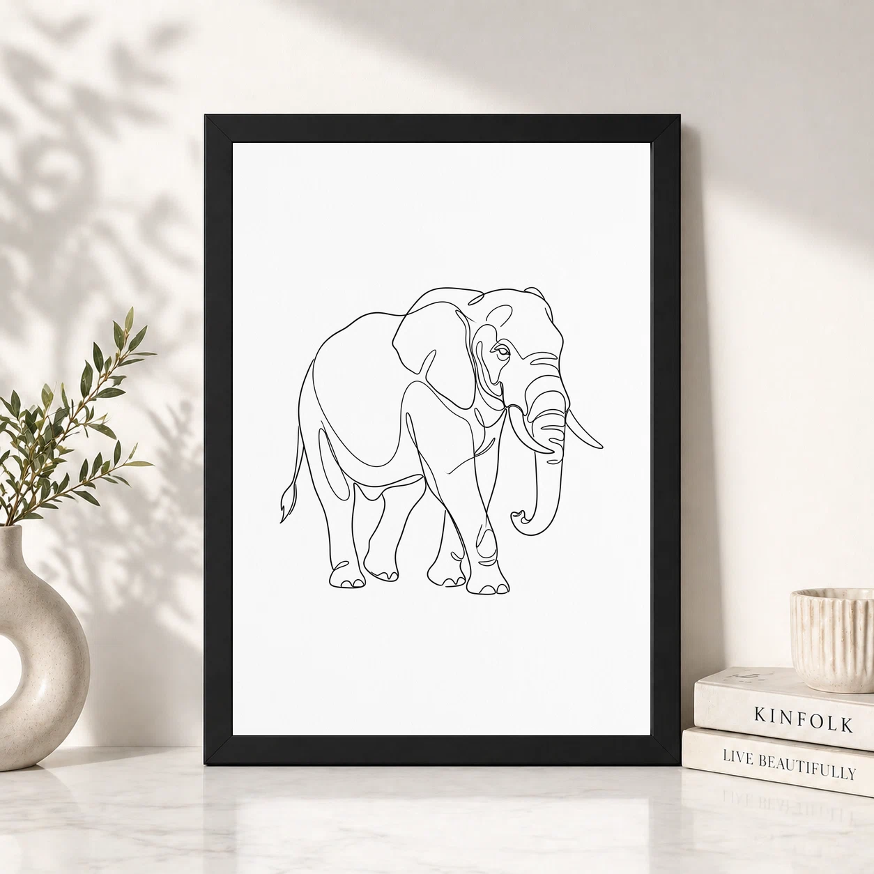 Line Art Bull Elephant Single Continuous Line Modern Art Photo Frame 6 Line Art Bull Elephant Single Continuous Line Modern Art Photo Frame - Image 6