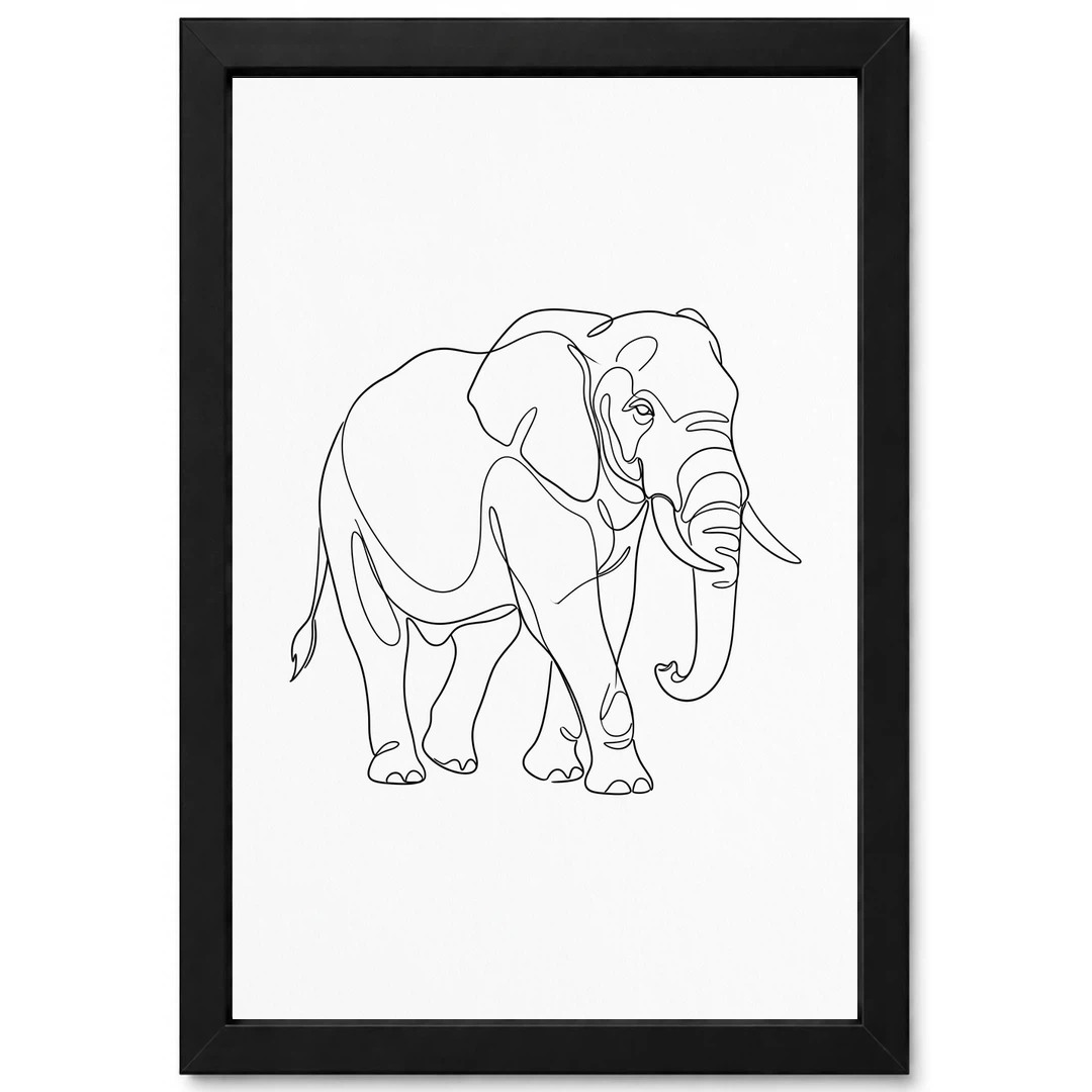 Line Art Bull Elephant Single Continuous Line Modern Art Photo Frame 1 Line Art Bull Elephant Single Continuous Line Modern Art Photo Frame
