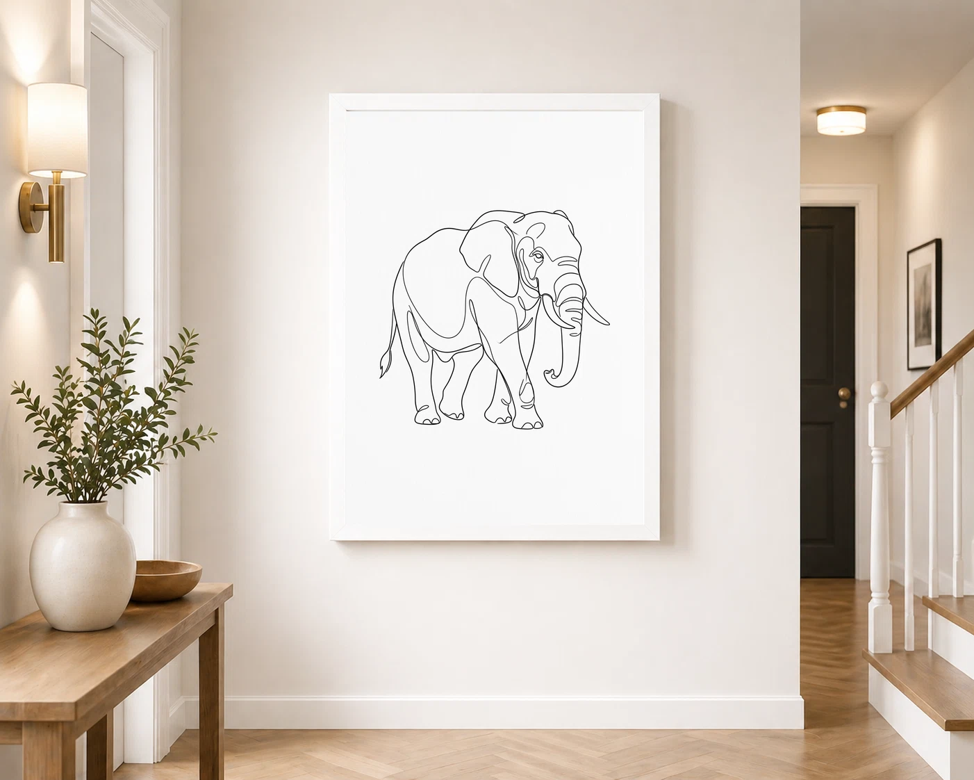 Line Art Bull Elephant Single Continuous Line Modern Art Photo Frame 4 Line Art Bull Elephant Single Continuous Line Modern Art Photo Frame - Image 4