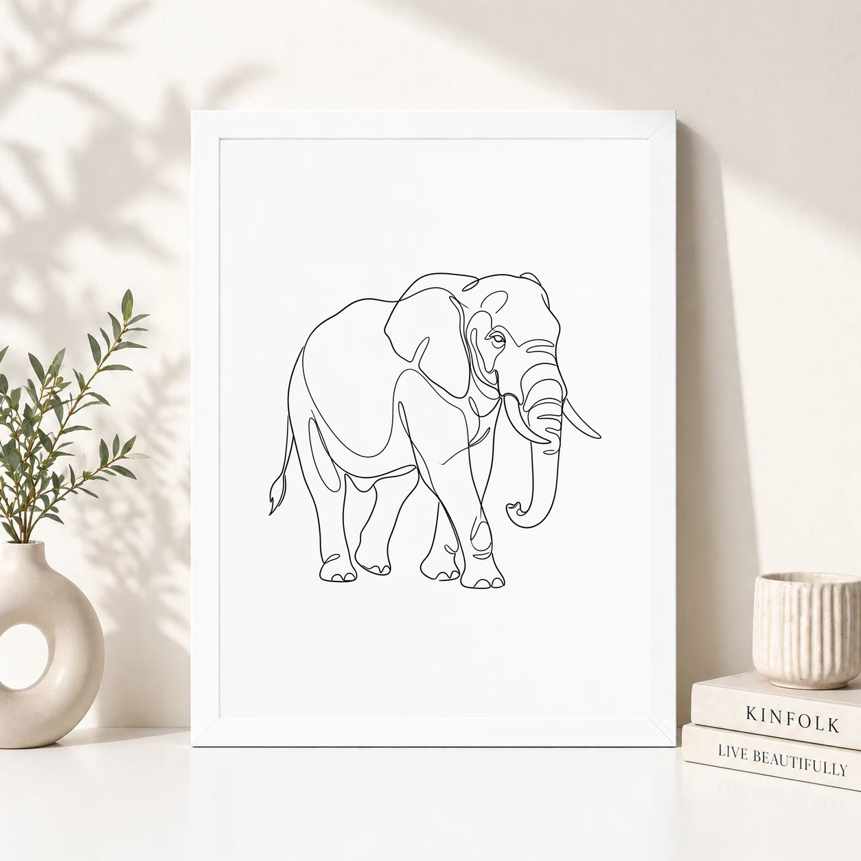 Line Art Bull Elephant Single Continuous Line Modern Art Photo Frame 2 Line Art Bull Elephant Single Continuous Line Modern Art Photo Frame - Image 2