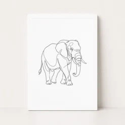 Line Art Bull Elephant Single Continuous Line Modern Art Photo Frame 10 line art bull elephant single continuous line modern art 06 white main
