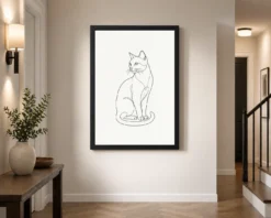 line art cat elegant pose minimal fine line contemporary art 15 black 2