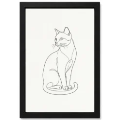 Line Art Cat Elegant Pose Minimal Fine Line Contemporary Art Photo Frame