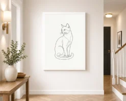 line art cat elegant pose minimal fine line contemporary art 15 white 2
