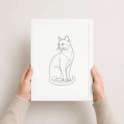 line art cat elegant pose minimal fine line contemporary art 15 white 3