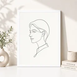 line art continuous one line woman portrait minimalist art 03 white 4