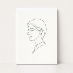 line art continuous one line woman portrait minimalist art 03 white main