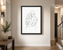 line art couple romantic embrace single line love art 08 black 2