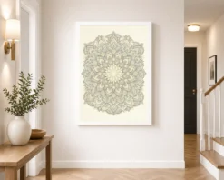 line art geometric floral mandala intricate black gold cream art 02 white 2
