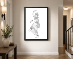 Line Art Indian Woman Ghungroo Dance Pose Fine Lines Art Photo Frame 10 line art indian woman ghungroo dance pose fine lines art 04 black 2