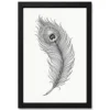 Line Art Peacock Feather Flowing Elegant Contemporary Art Photo Frame