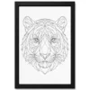 line art tiger face geometric fine lines premium wall art 07 black main